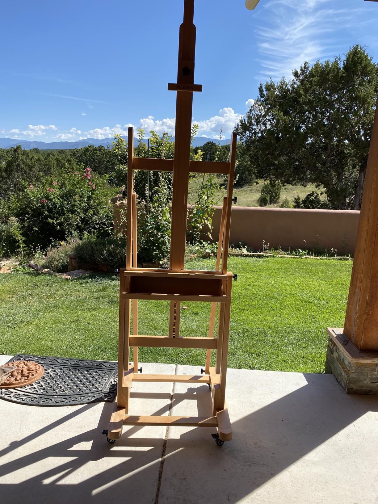 MEEDEN Extra Large Heavy-Duty H-Frame Studio Easel - Solid Beech Wooden Artist Professional Easel, Painting Art Easel Stand with 4 Premium Locking Silent Caster Wheels, Hold Max 82