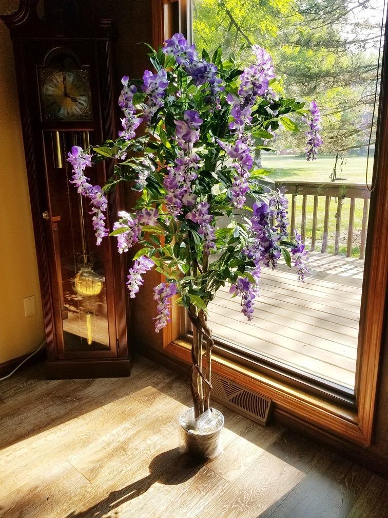AMERIQUE Purple Gorgeous 5' Silk Wisteria Tree Artificial Plant Pre Nursery Pot, Real Touch Tech customer photo 2