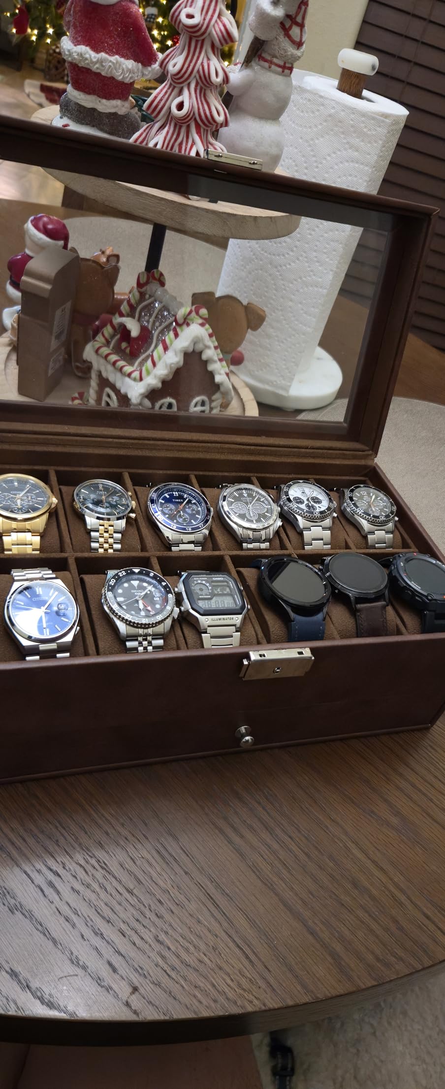 GUKA Watch Box 12 Slot Watch Display Organizer Leather Jewelry Case Drawer Glass Birthday for Men Women customer photo 2