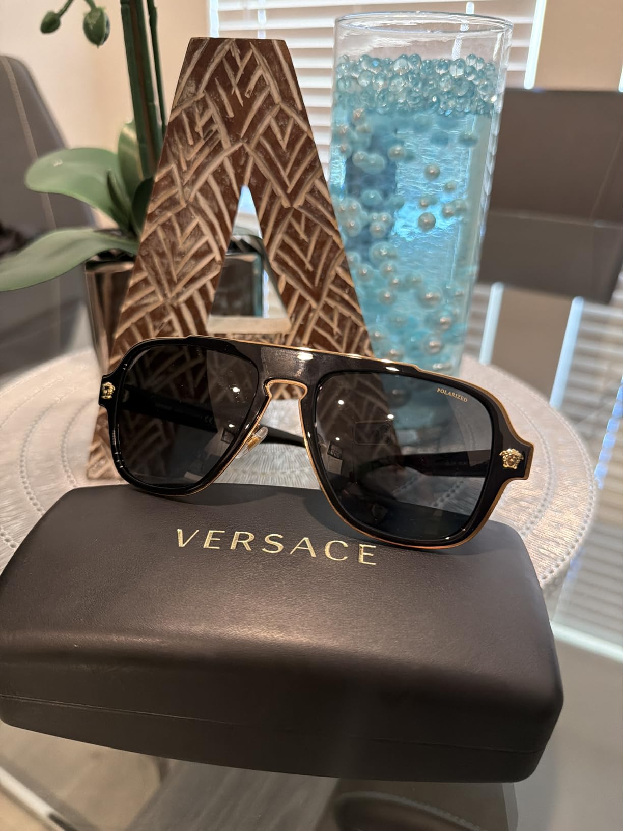 Versace Man Sunglasses Black Frame, Dark Grey Lenses, 56MM customer photo 1