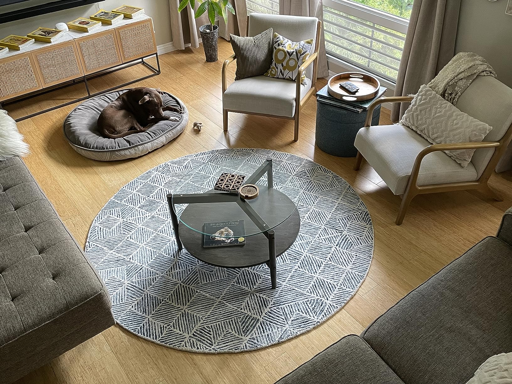 SAFAVIEH Abstract Collection Area Rug - 9' x 12', Ivory & Light Blue, Handmade Wool, Ideal for High Traffic Areas in Living Room, Bedroom (ABT763J) customer photo 2