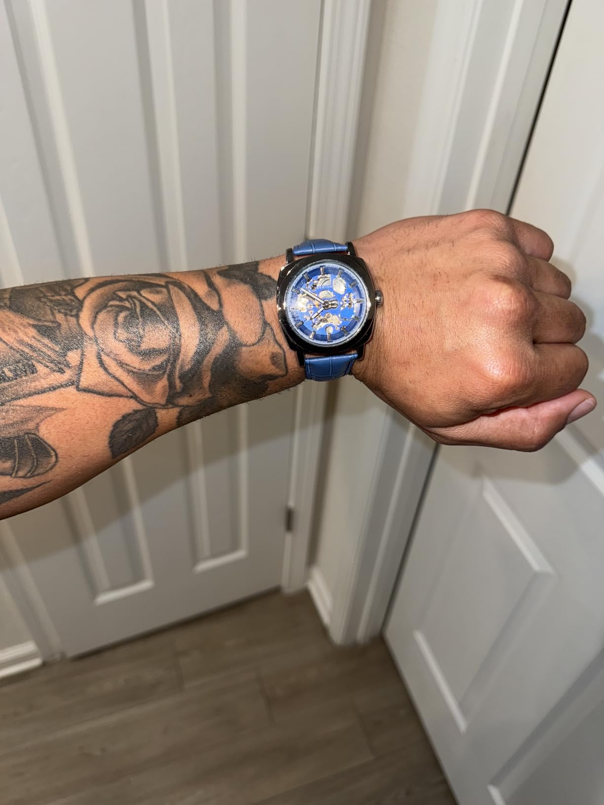 Automatic Watches for Men | Skeleton Mechanical Leather Strap Mens Watch | 45mm Dial | 30M Waterproof | Men's Stylish Gift customer photo 2