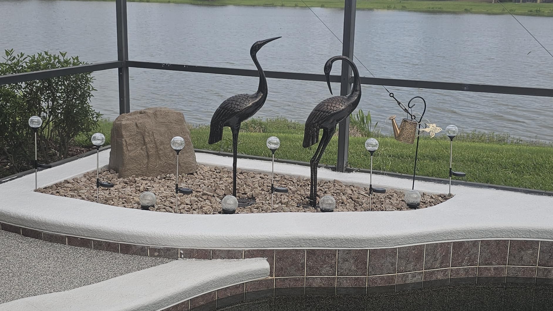 Westcharm Cast Aluminum Cranes for Yard Garden Sculpture Pair Statue - Upright and Preening Standing Crane Heron Couple Sculpture Set, Bronze customer photo 1