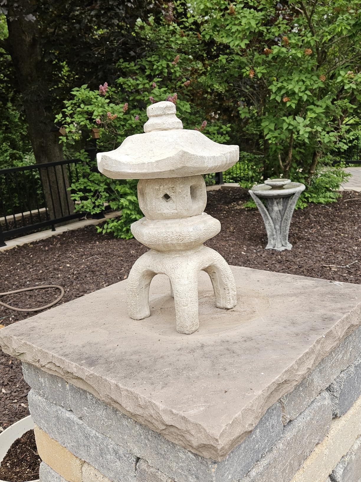 Japanese Lantern - 2-Piece Stone Garden Pagoda with Open Windows, 17