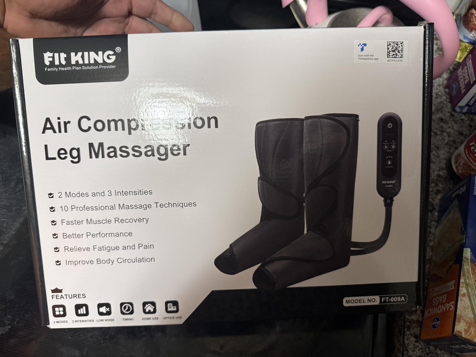 FIT KING Leg Massager for Circulation and Pain Relief, Air Compression Leg and Foot Massager to Relieve Pain Swelling Edema with 2 Size Extensions- Great Gift for Wife Mom and Friend customer photo 1