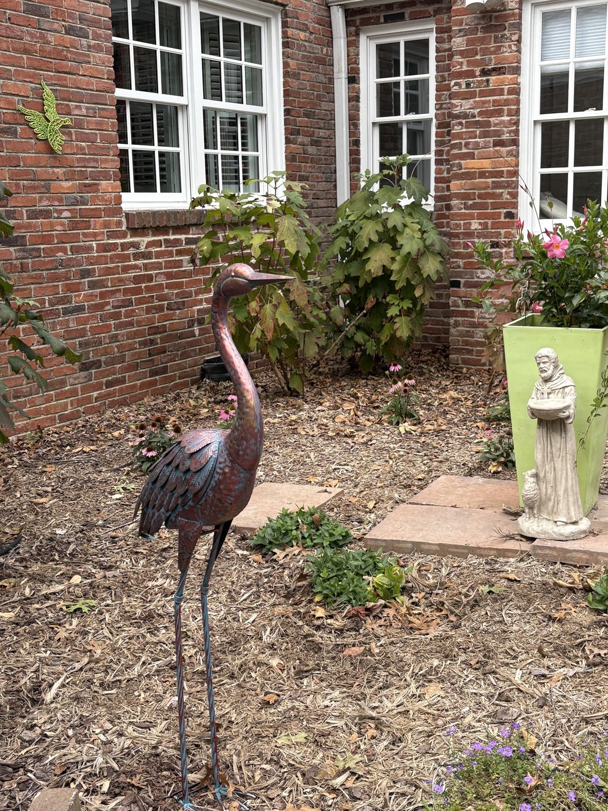 chisheen Outdoor Garden Crane Statues and Sculptures Metal Yard Art Statue for Garden Decoration Large Size customer photo 2