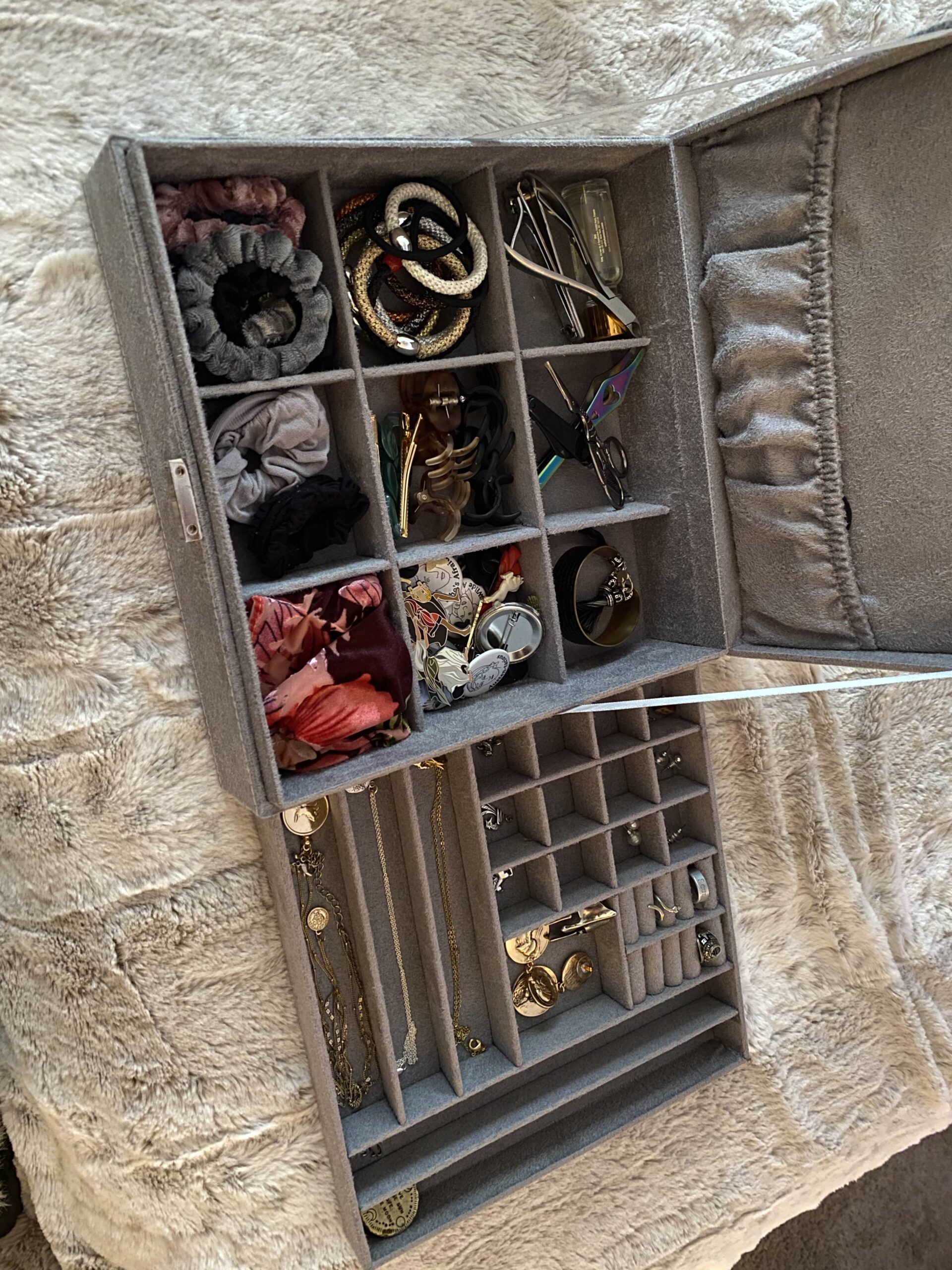 ProCase Velvet Jewelry Box Organizer, 2 Layer Jewelry Display Storage Holder Case for Necklace Earrings Bracelets Rings customer photo 2