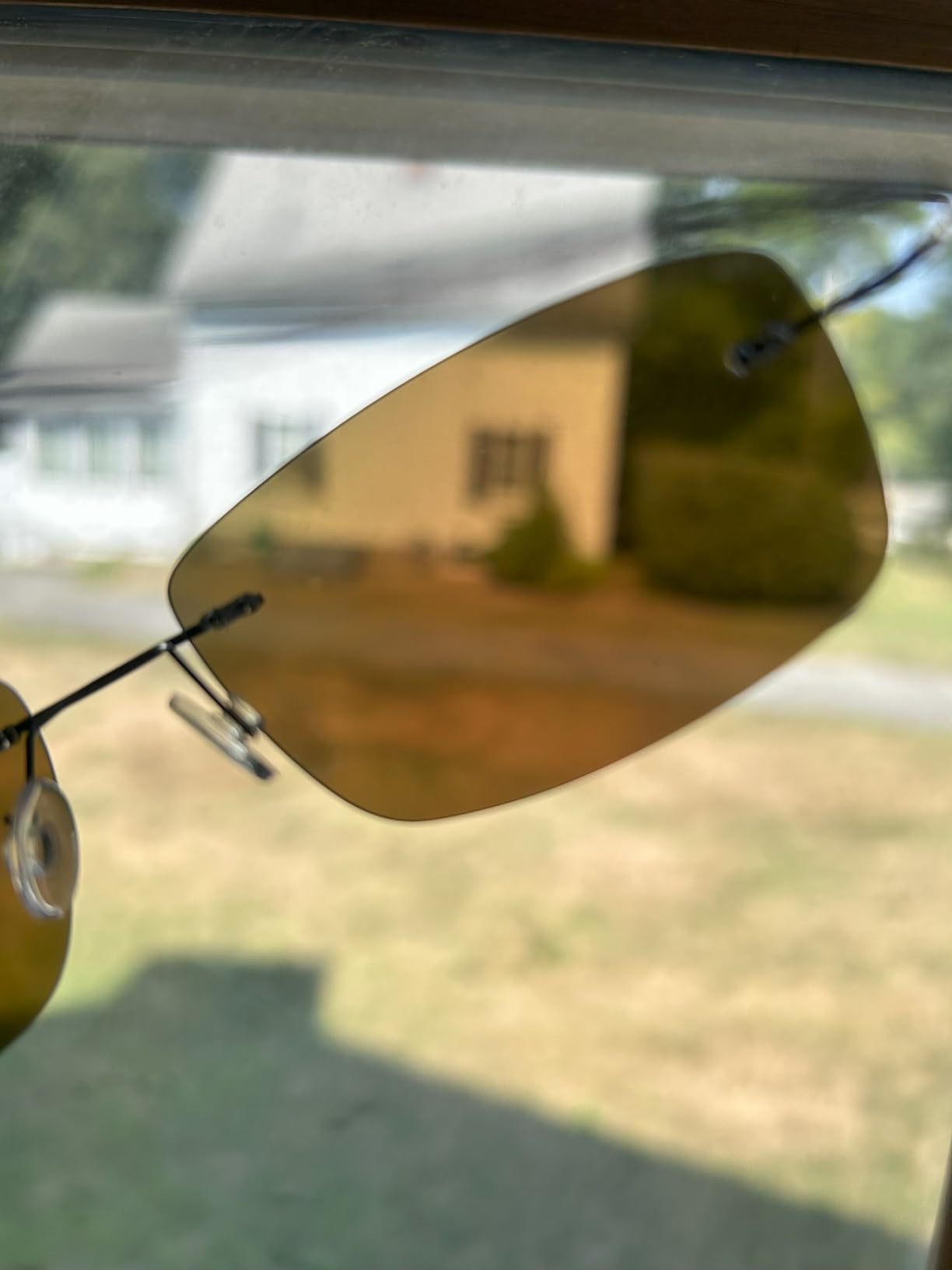 Rimless Titanium Frame Polarized Sunglasses customer photo 2