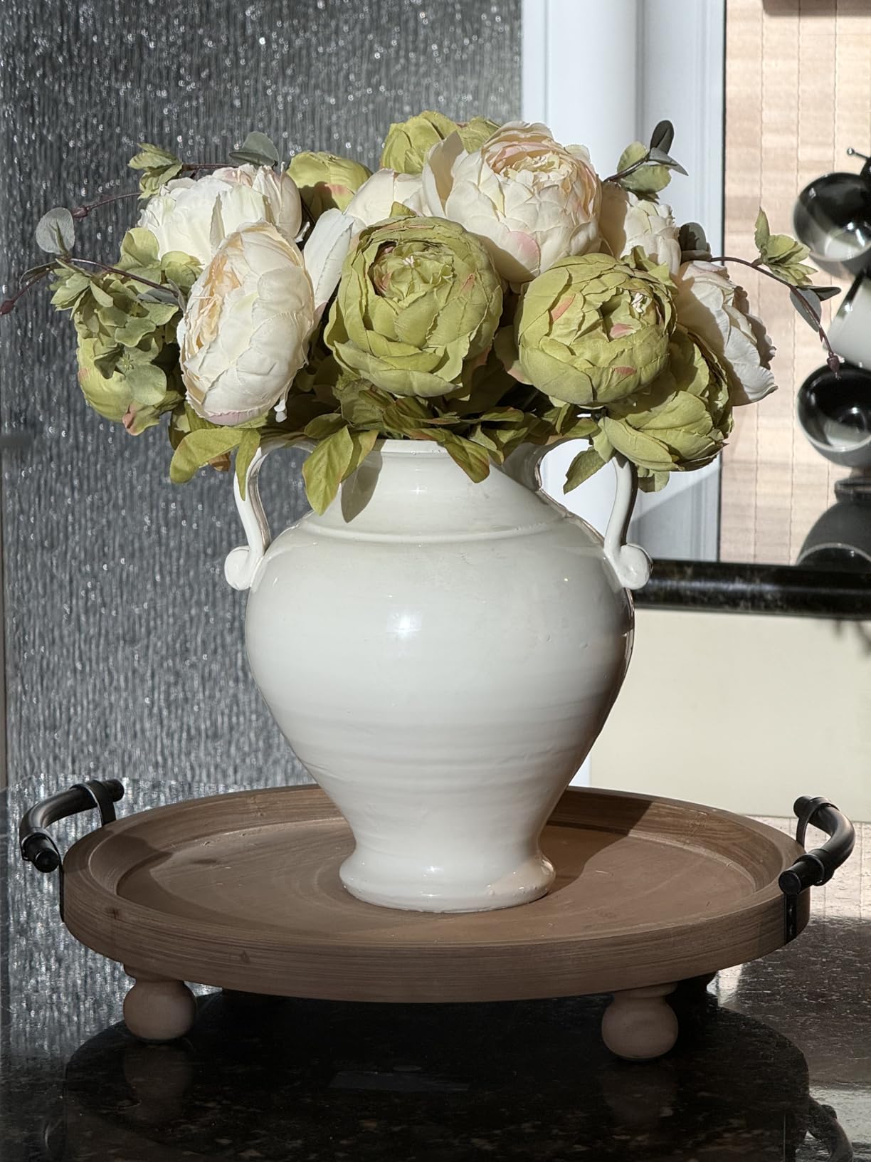FiveSeasonStuff Rustic Brown, Beige & Green Artificial Peony Bouquets, 2 Silk Flower Bundles with Hydrangeas for Wedding & Dining Table Centerpieces, Living Room & Home Decor customer photo 1