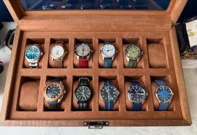 ROTHWELL 12 Slot Leather Watch Box with Valet Drawer - Luxury Watch and Jewelry Case Display Organizer customer photo 1