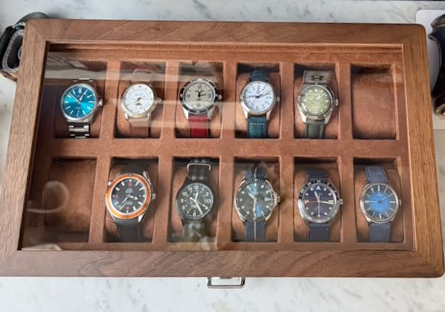 ROTHWELL 12 Slot Leather Watch Box with Valet Drawer - Luxury Watch and Jewelry Case Display Organizer customer photo 2