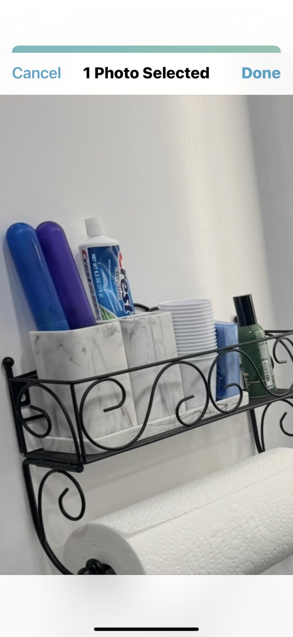 ZCCZ Bathroom Accessory Set, 4 Pcs Marble Look Bathroom Vanity Countertop Bathroom Décor Sets Accessories with Soap Dispenser, Toothbrush Holder Set, Tumbler, Soap Dish customer photo 1