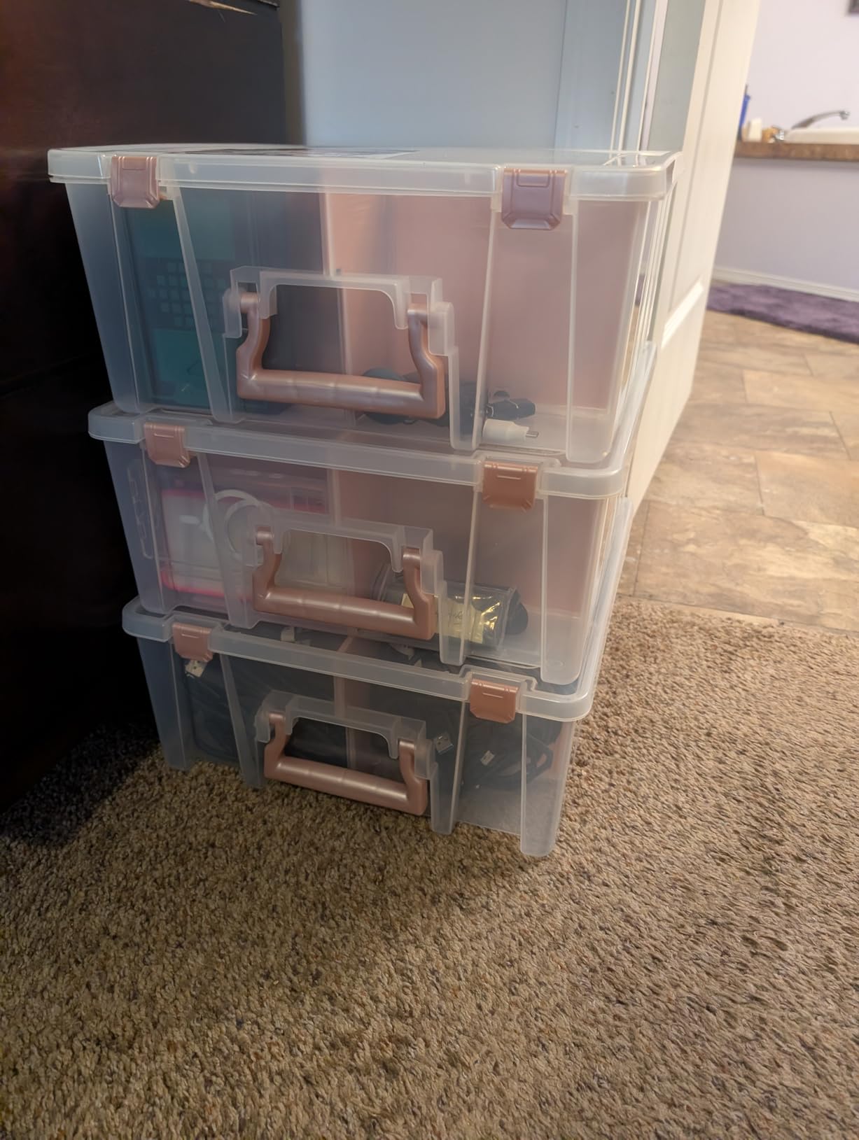 ArtBin 6990SA Super Satchel Double Deep Compartment Box - Art Storage with 8 Removable Compartments, Smart Closure for Craft Supplies (Clear & Aqua- Pack of 1) customer photo 1