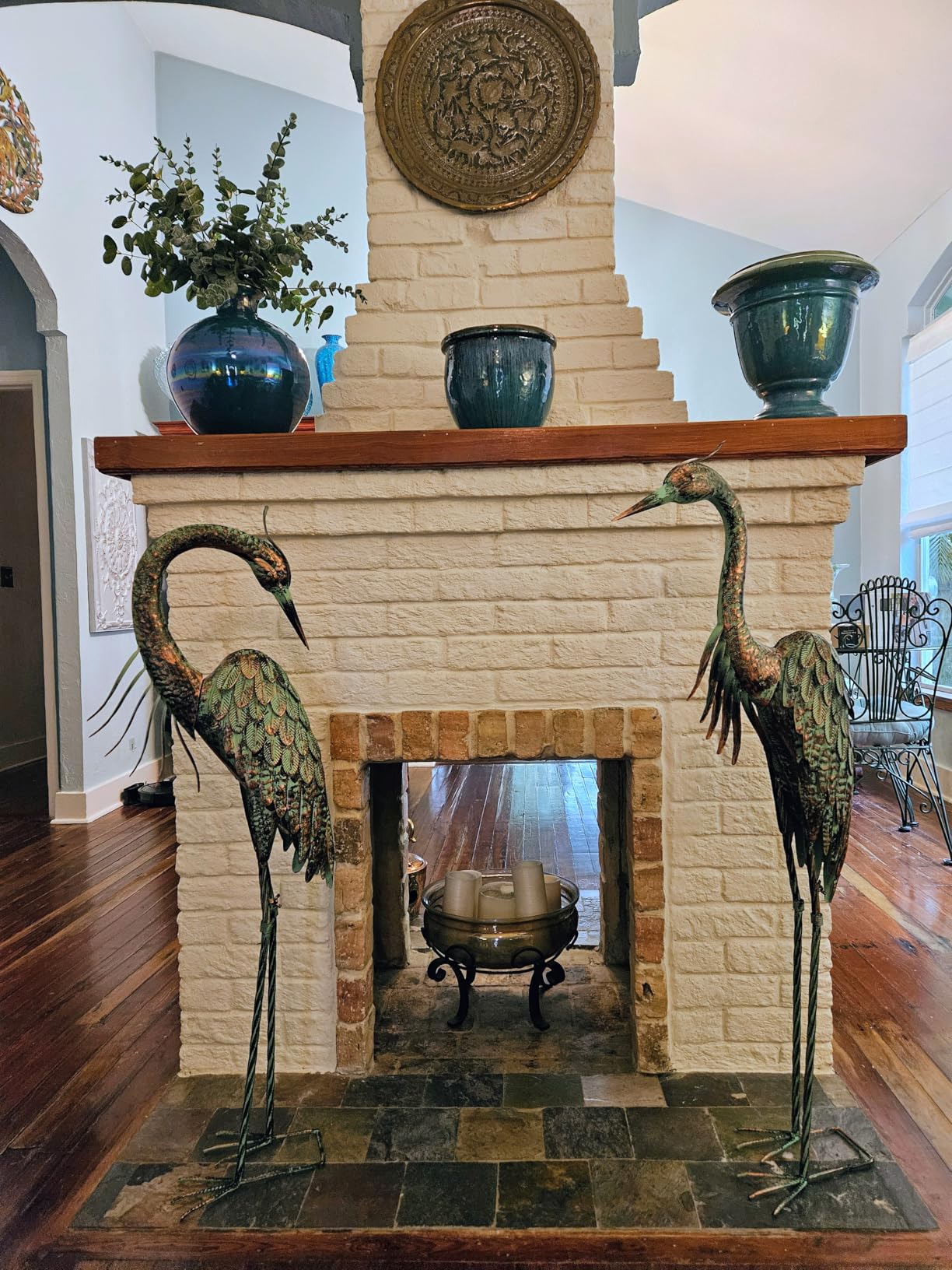 Kircust Garden Crane Statues, Standing Metal Patina Heron Decoy Outdoor Statue, 42-46 Inch Bird Yard Art for Patio Lawn Pond, Set of 2 customer photo 1