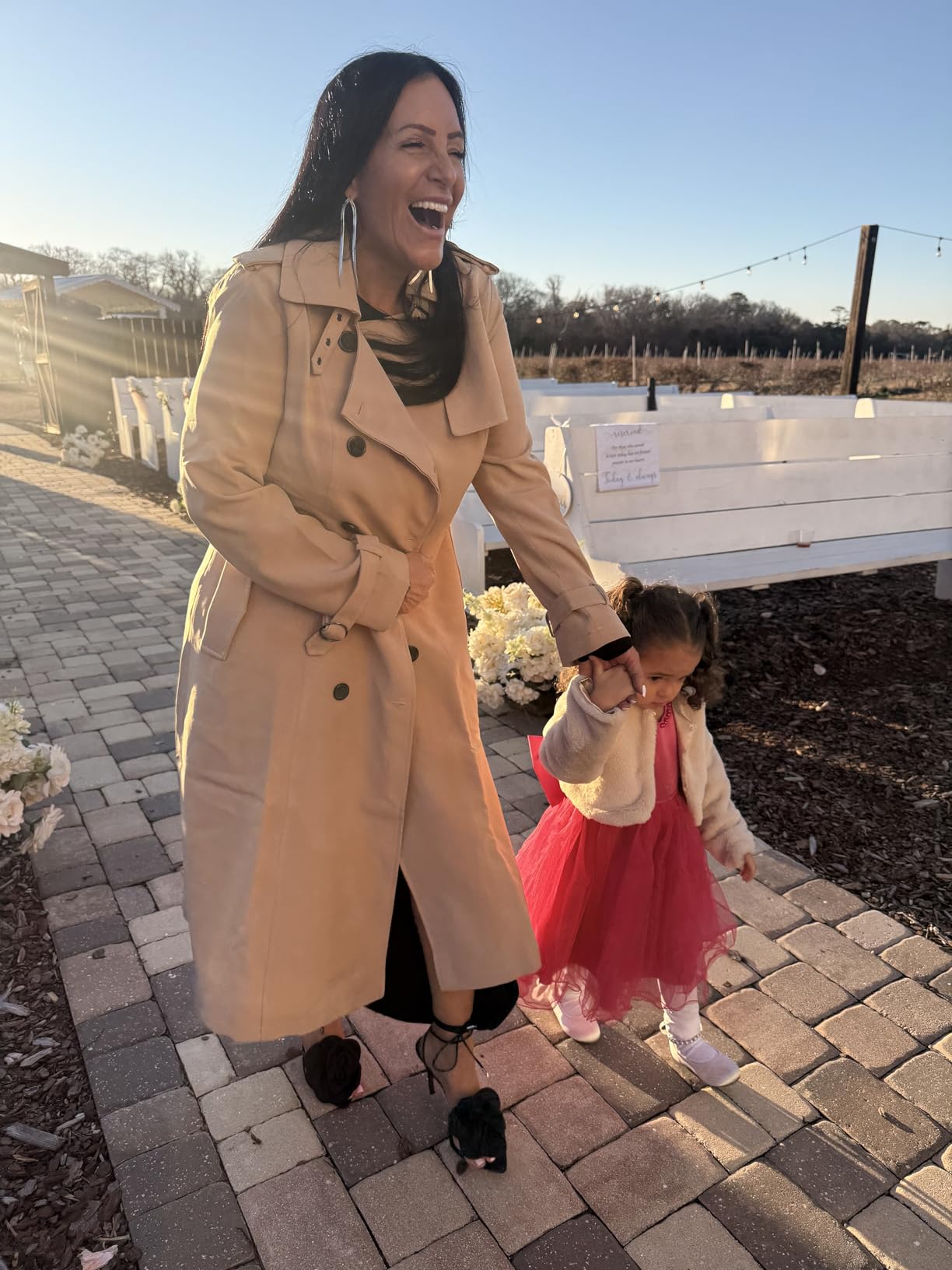 ebossy Women's Double Breasted Duster Trench Coat Slim Full Length Maxi Long Overcoat customer photo 1