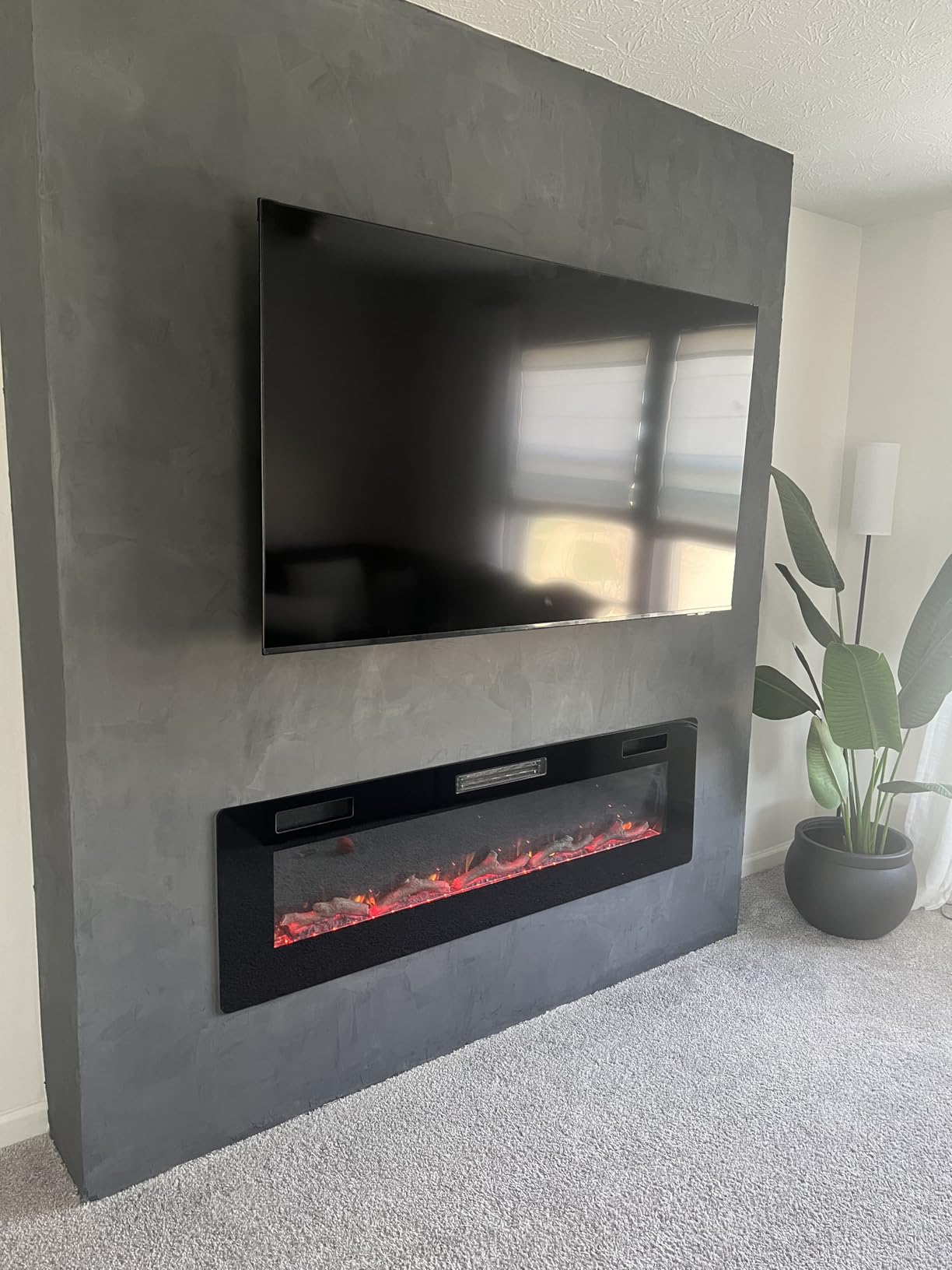 Xbeauty 50 inch Wall Mounted Recessed Electric Fireplace Insert, Ultra-Thin Lightweight LED Flush Mount Linear Fireplace Heater, Fit 2x4&2x6 Stud w/Touch Screen,Remote Control,750W-1500W,Black customer photo 1