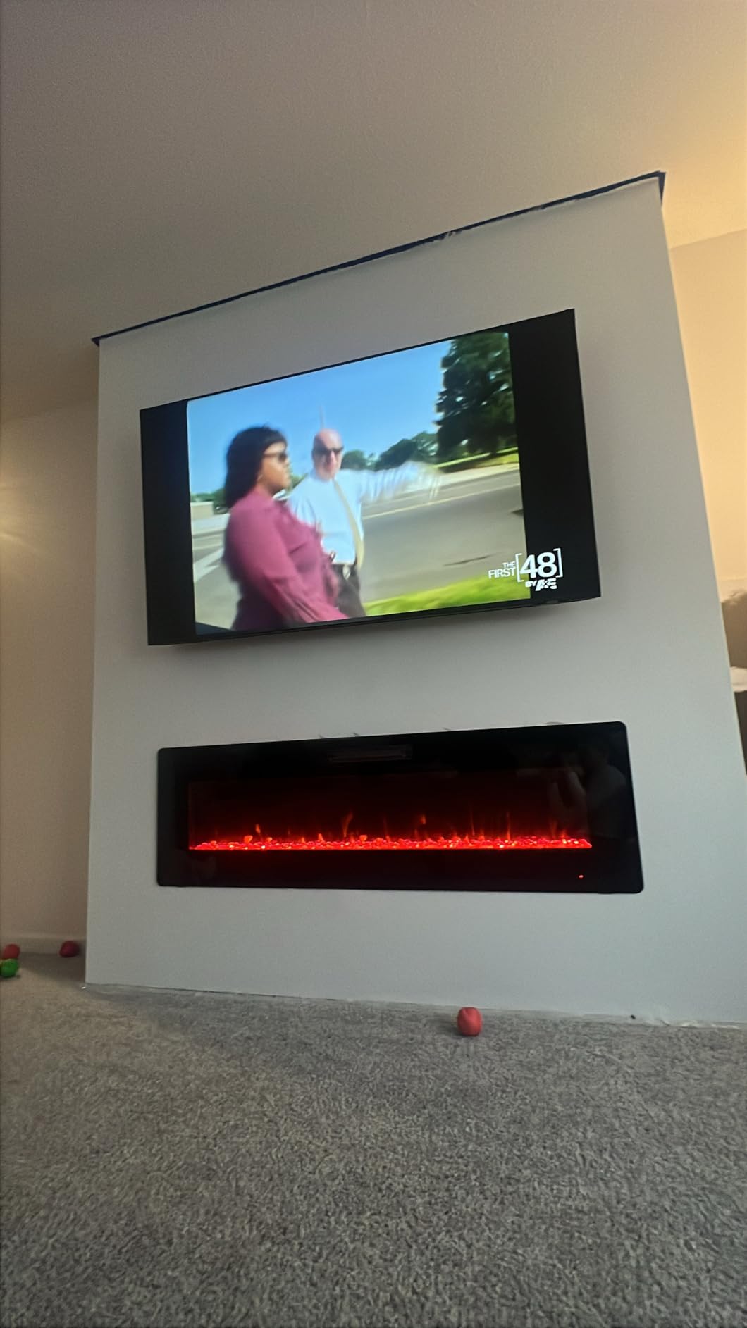 Xbeauty 50 inch Wall Mounted Recessed Electric Fireplace Insert, Ultra-Thin Lightweight LED Flush Mount Linear Fireplace Heater, Fit 2x4&2x6 Stud w/Touch Screen,Remote Control,750W-1500W,Black customer photo 2
