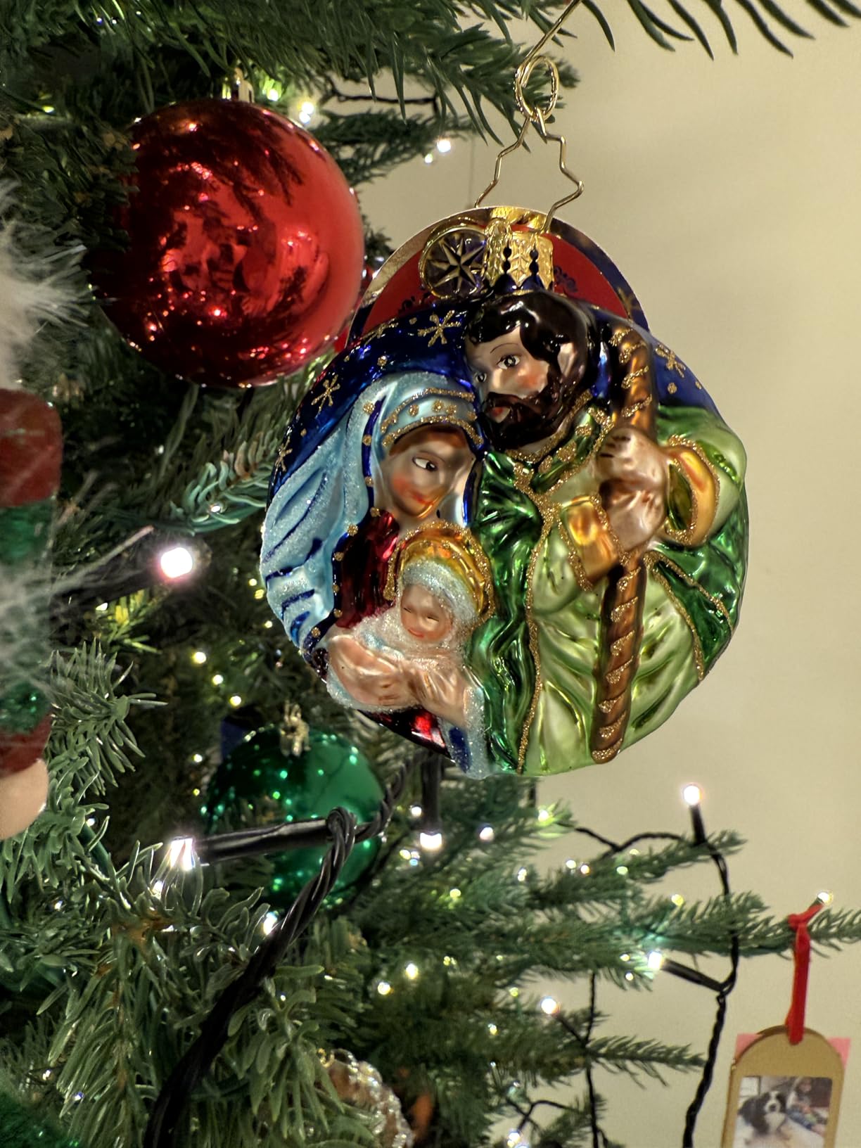 The Manger Gem Ornament - Handcrafted European Blown Glass Nativity Scene with Holy Family customer photo 1
