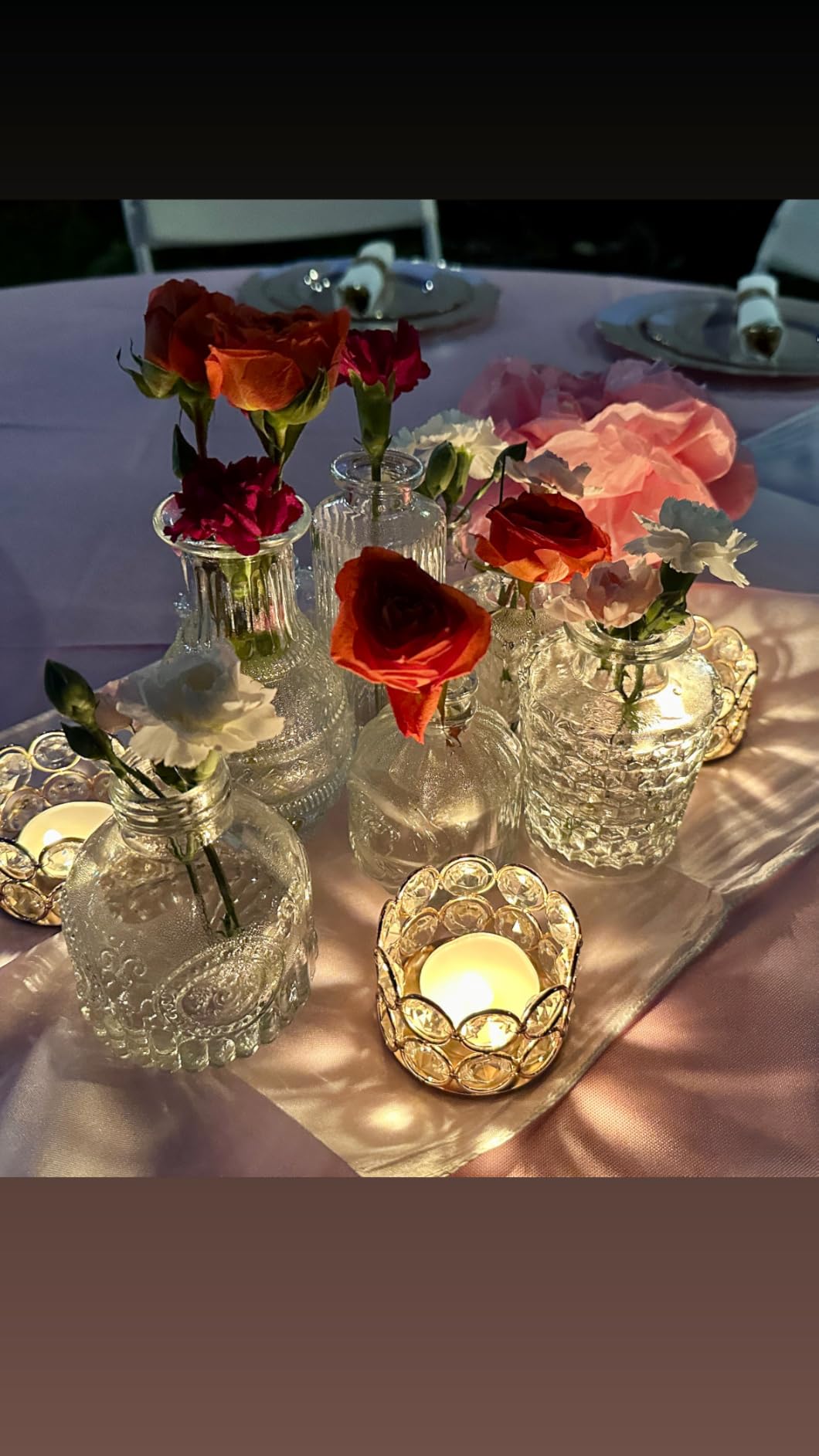 Gold Crystal Votive Candle Holders for Table Centerpiece, Small Bowl/Ball Tealight Candle Lantern for Thanksgiving Wedding Table Decoration (4pcs) customer photo 2