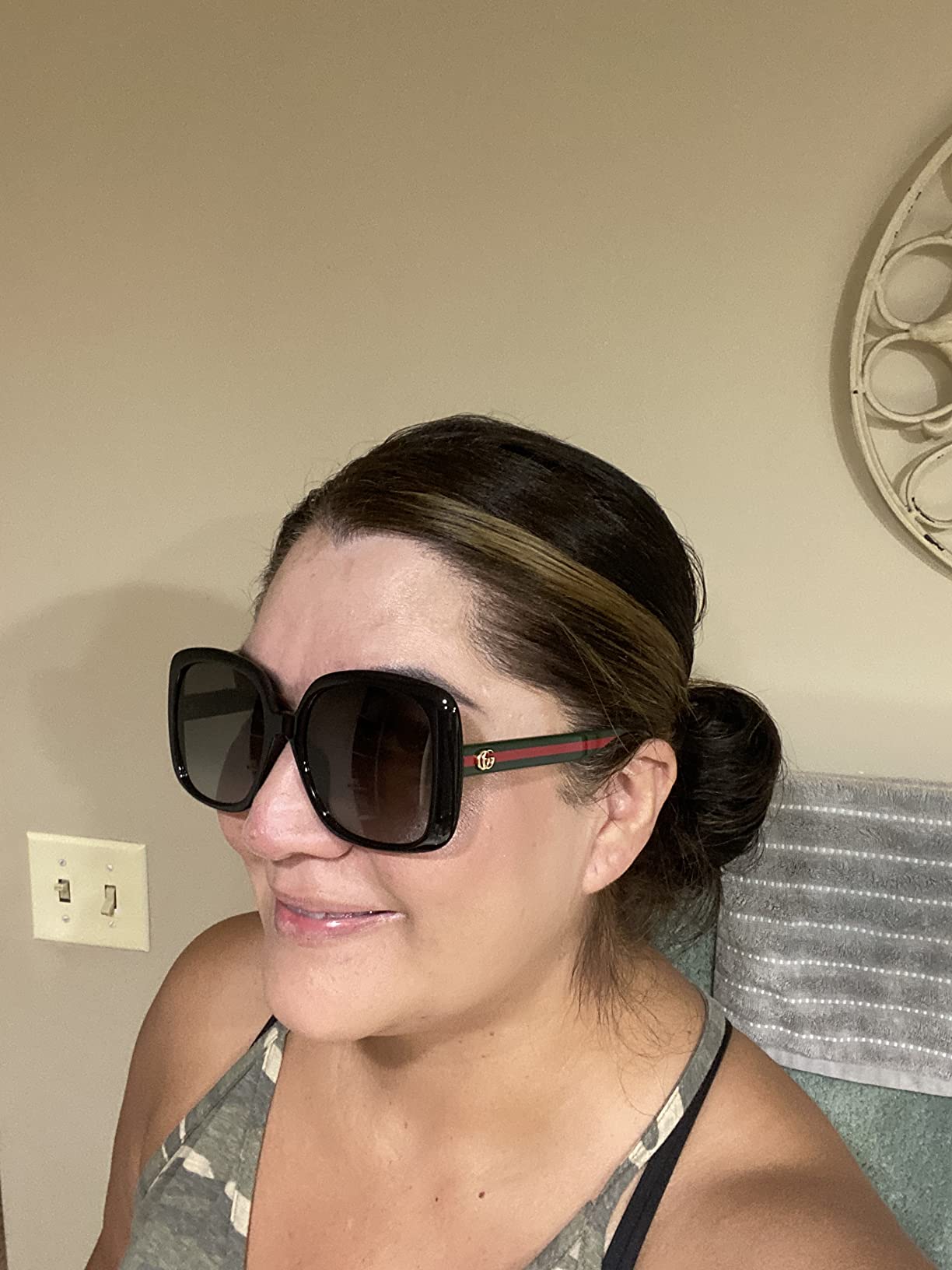 Gucci Sunglasses GG 0714 SA Black/Grey Green customer photo 2