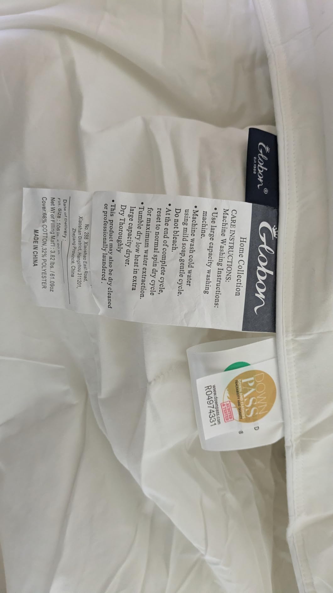 Globon Goose Down Comforter King Size, 800 Fill Power All Seasons Luxury Duvet Insert, Ultra Soft 420 Thread Count Noiseless Shell, Medium Weight with 8 Corner Tabs, White customer photo 2