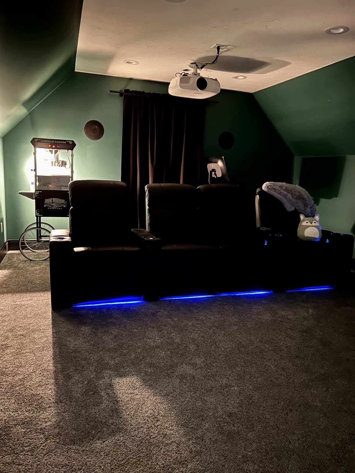 Valencia Piacenza 2025 Power Headrest Home Theater Seat - Premium Italian Leather Recliner with Cooling Gel Memory Foam, Motorized Headrest, USB Charging & LED Lights (Row of 4 Loveseat Left) customer photo 1