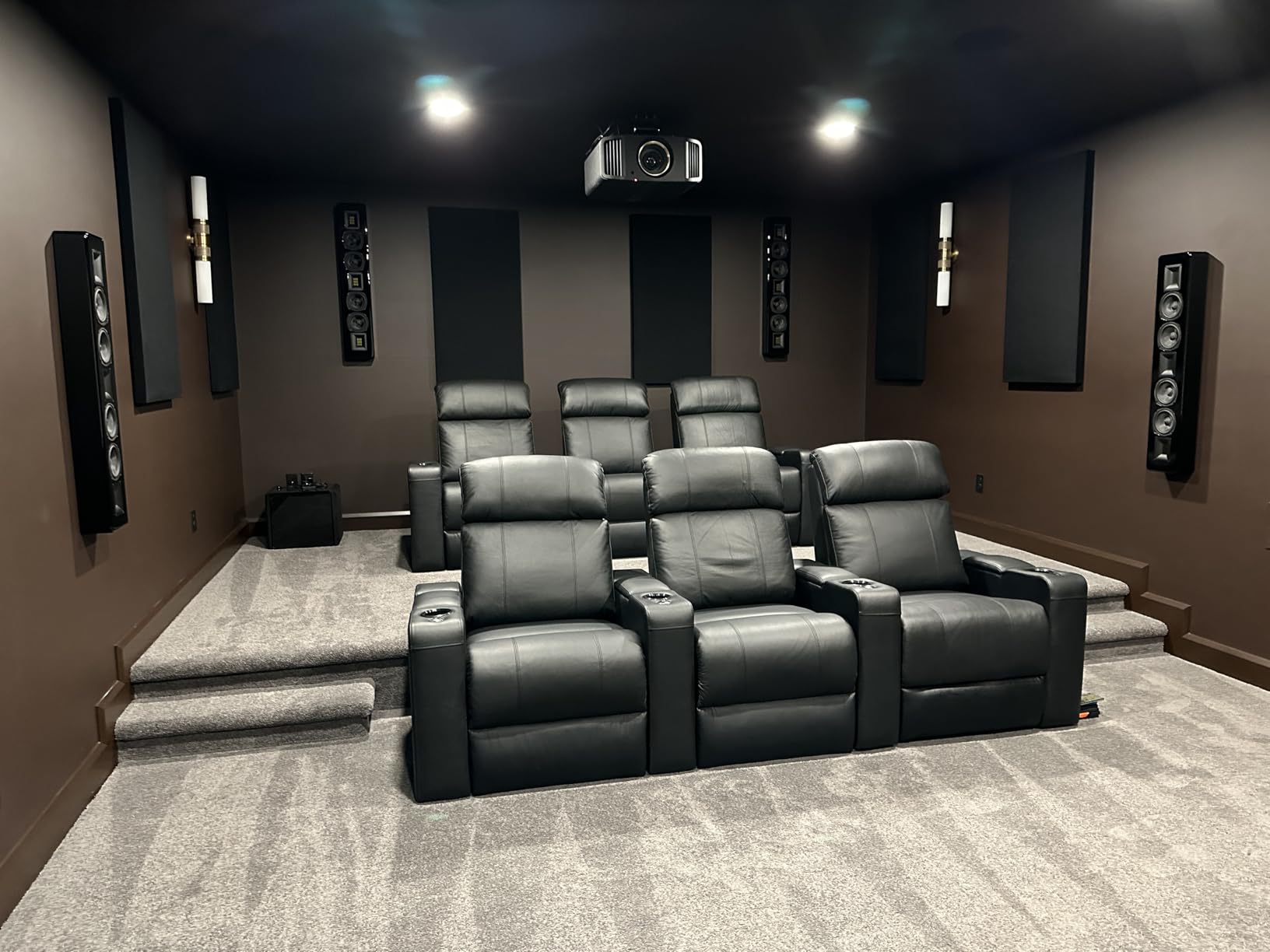 Valencia Piacenza 2025 Power Headrest Home Theater Seat - Premium Italian Leather Recliner with Cooling Gel Memory Foam, Motorized Headrest, USB Charging & LED Lights (Row of 4 Loveseat Left) customer photo 2
