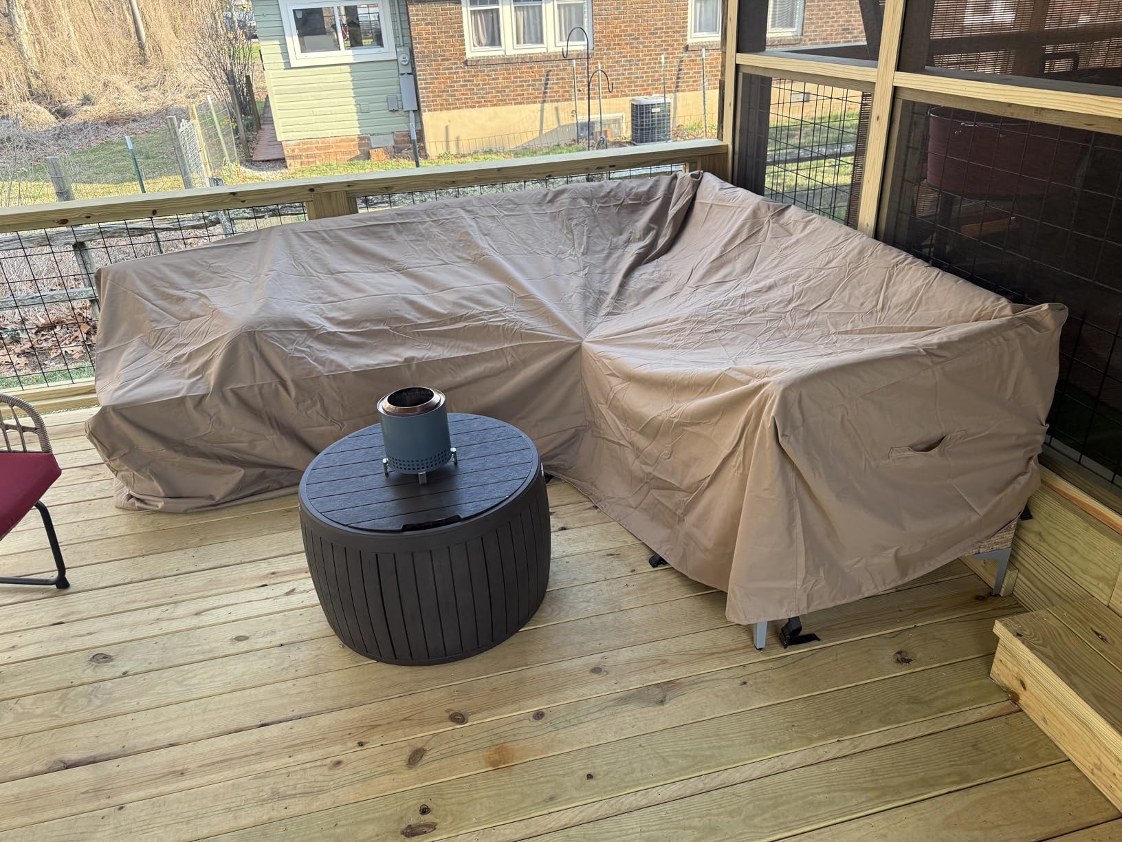Easy-Going 600D Patio V-Shaped Sectional Sofa Cover, Waterproof Outdoor Sectional Cover, Heavy Duty Garden Furniture Cover with Air Vent 89