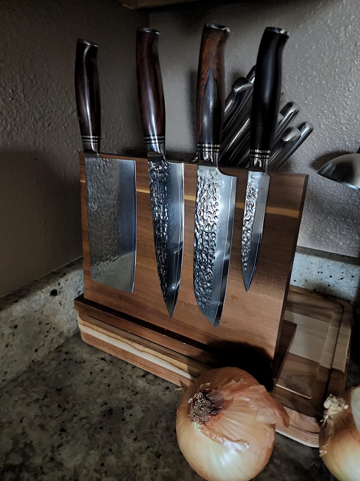 YARENH Cleaver Knife Set with Magnetic Block, Damascus Stainless Steel, 73 Layers, 5 Piece Professional Sharp Kitchen Knife Set for Chef, Full Tang, Sandalwood Wood Handle customer photo 2