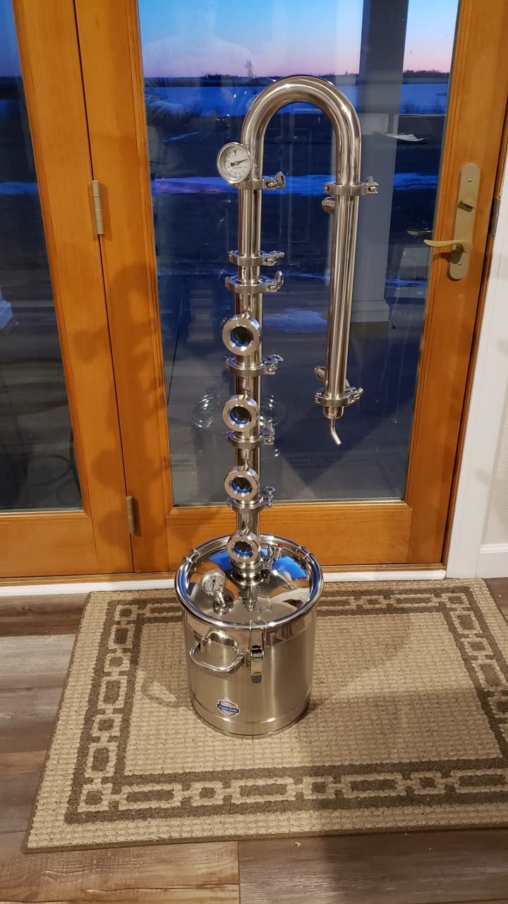 YUEWO 5.8Gal/22Litres 304 Stainless Steel Alcohol Distiller Flute Reflux Column Still with Sight Glasses Home Brewing Wine Making Kit for DIY Whisky Brandy Gin Vodka Alcohol customer photo 2