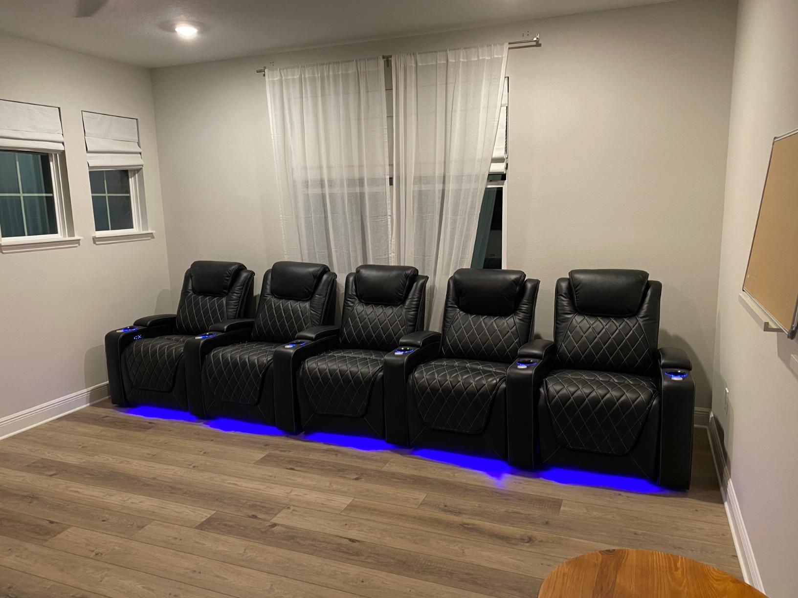 Valencia Oslo Home Theater Seating | Premium Top Grain Italian Nappa 11000 Leather, Power Recliner, Power Headrest, LED Lighting (Row of 2 Loveseat, Dark Chocolate) customer photo 1