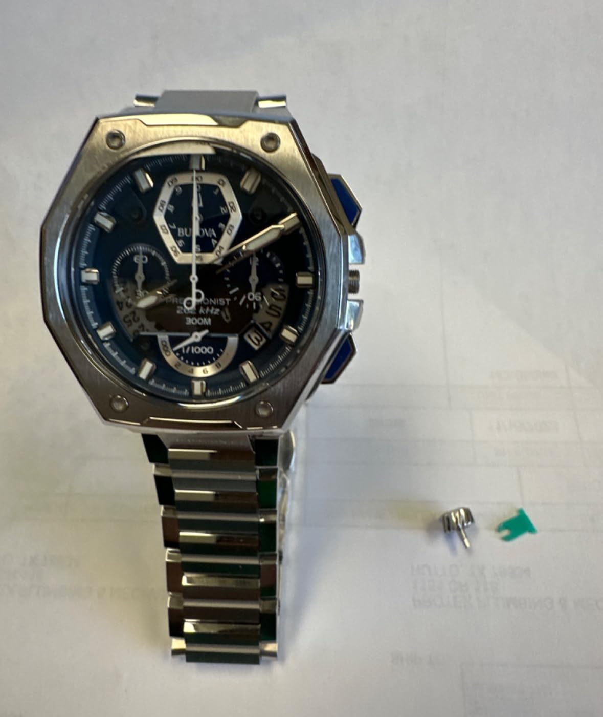 Men's Precisionist Chronograph Blue Dial Stainless Steel Watch | 44.5mm | 96B349 customer photo 1