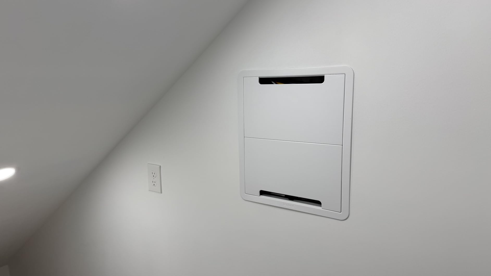 Legrand - OnQ Cable Management, In-Wall Media Box, Dual Purpose Structured Wiring Enclosure, TV Home Theater Recessed Storage Box, 9 Inch, white ENP0900-NA customer photo 2