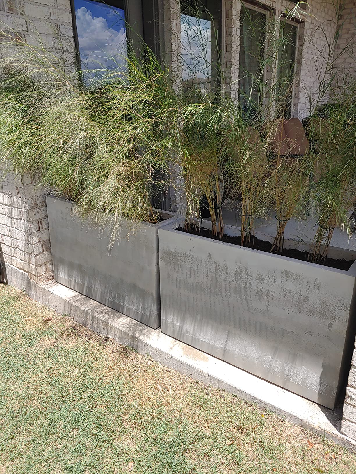 Gray Lightweight Fiberglass Tall Rectangular Planter Box - 36 inches - Outdoor Planter - 36L x 10W x 24H customer photo 2