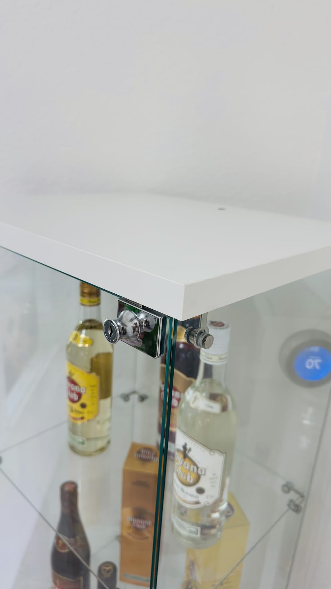 FLYMUHJIA Curio Cabinet Glass Display Case for Collectibles with Door, 4 Display Shelves Showcase, 64.2