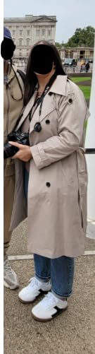 Women's Double Breasted Long Trench Coat Windproof Classic Lapel Slim Overcoat with Belt customer photo 1