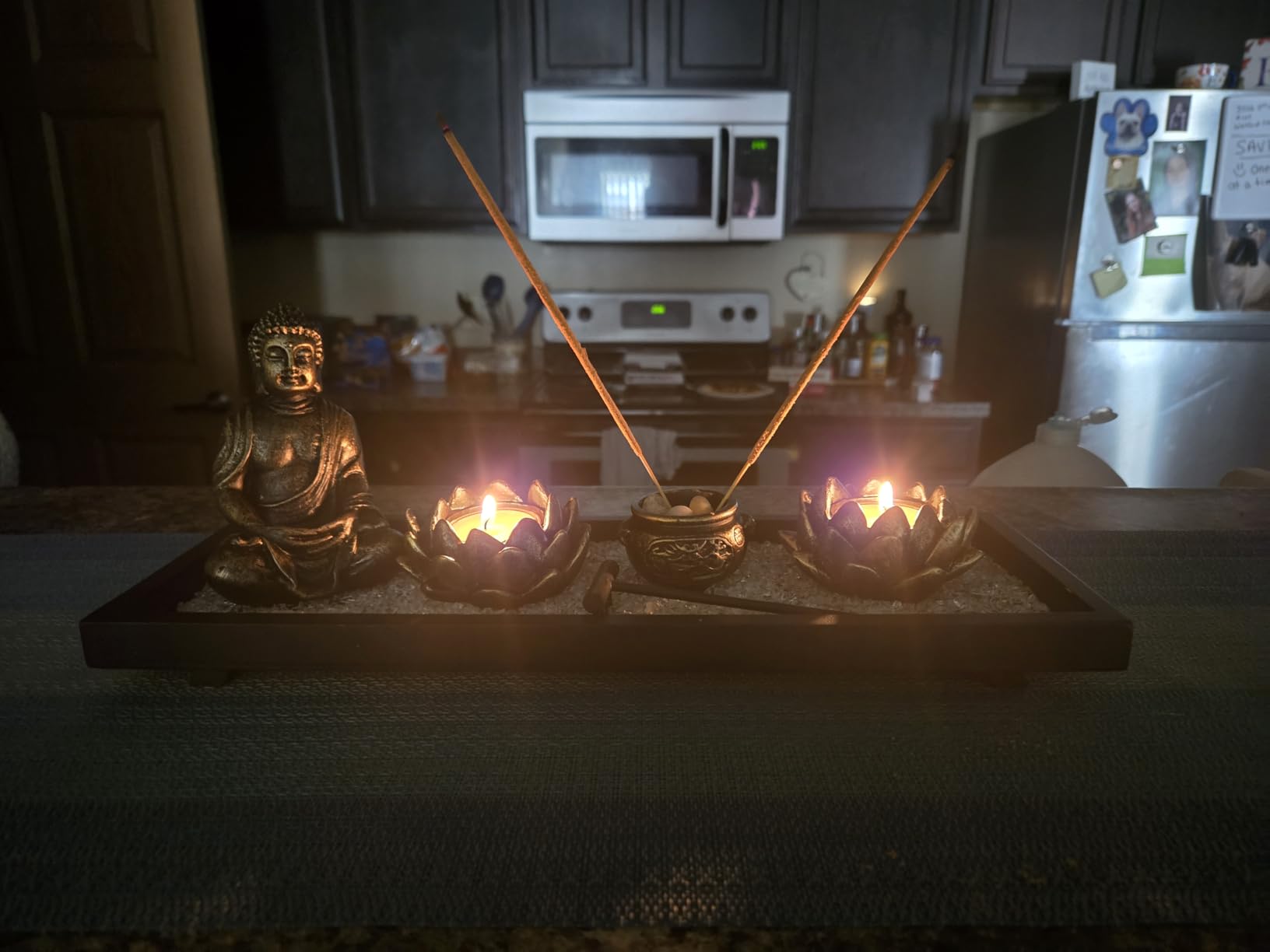 Jovivi Zen Garden Set Buddha Statue, Mallet & Rocks and Crystals & Incense Stick Holder Bowl & Wooden Display Tray for Yoga Meditation Home Table Decor Gift customer photo 2