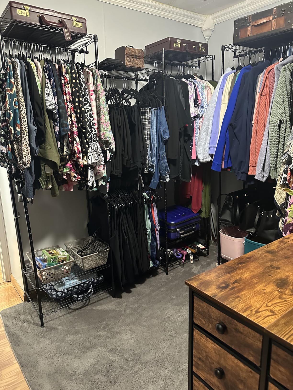 VIPEK V5 Heavy Duty Clothes Rack, Portable Closet Wardrobe with 4 Hanging Rods & 8 Shelves, Freestanding Adjustable Garment Rack, 890 lbs Capacity, Black, 68.9