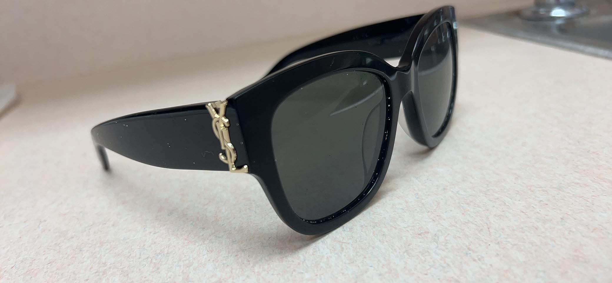 Saint Laurent Women's Oversized Cat Eye Sunglasses, Shiny Black, One Size customer photo 1