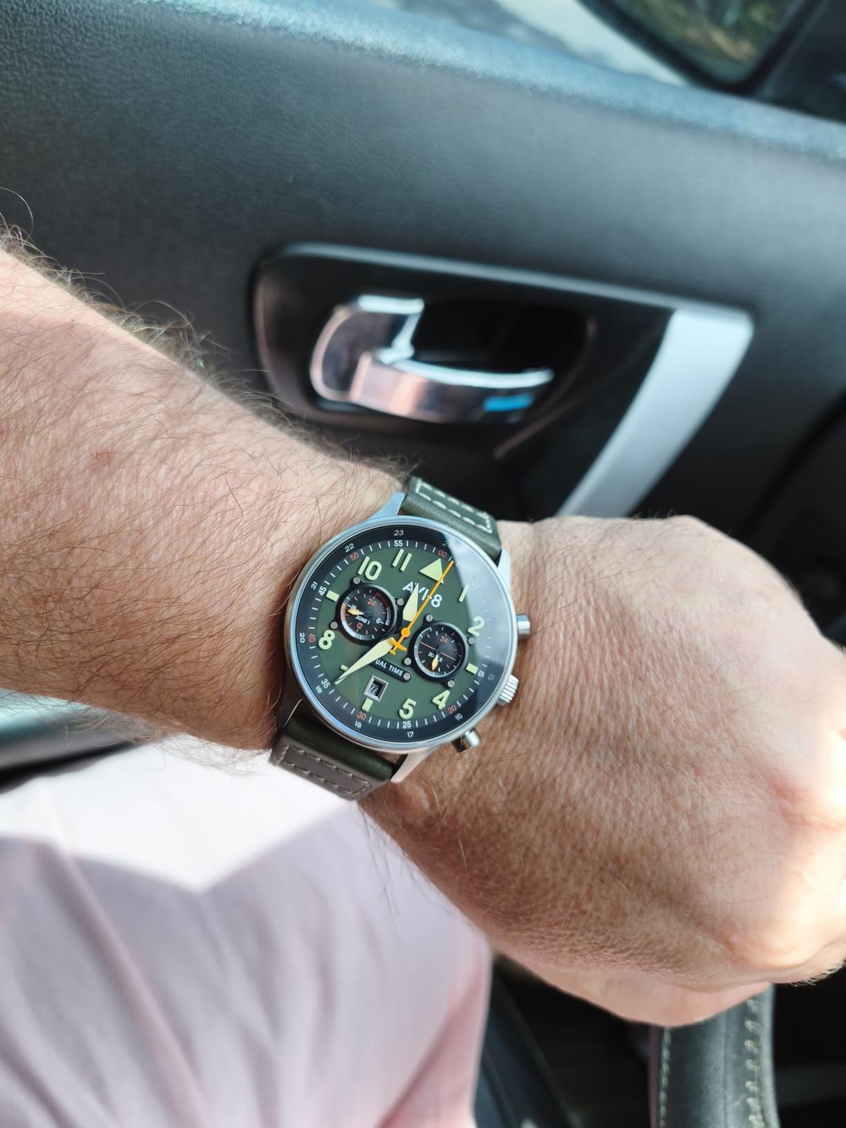 AVI-8 Hawker Hurricane Men's Pilot Watch - Dual Time Japanese Quartz Movement, 43.5mm Stainless Steel Case, Sapphire Crystal customer photo 1