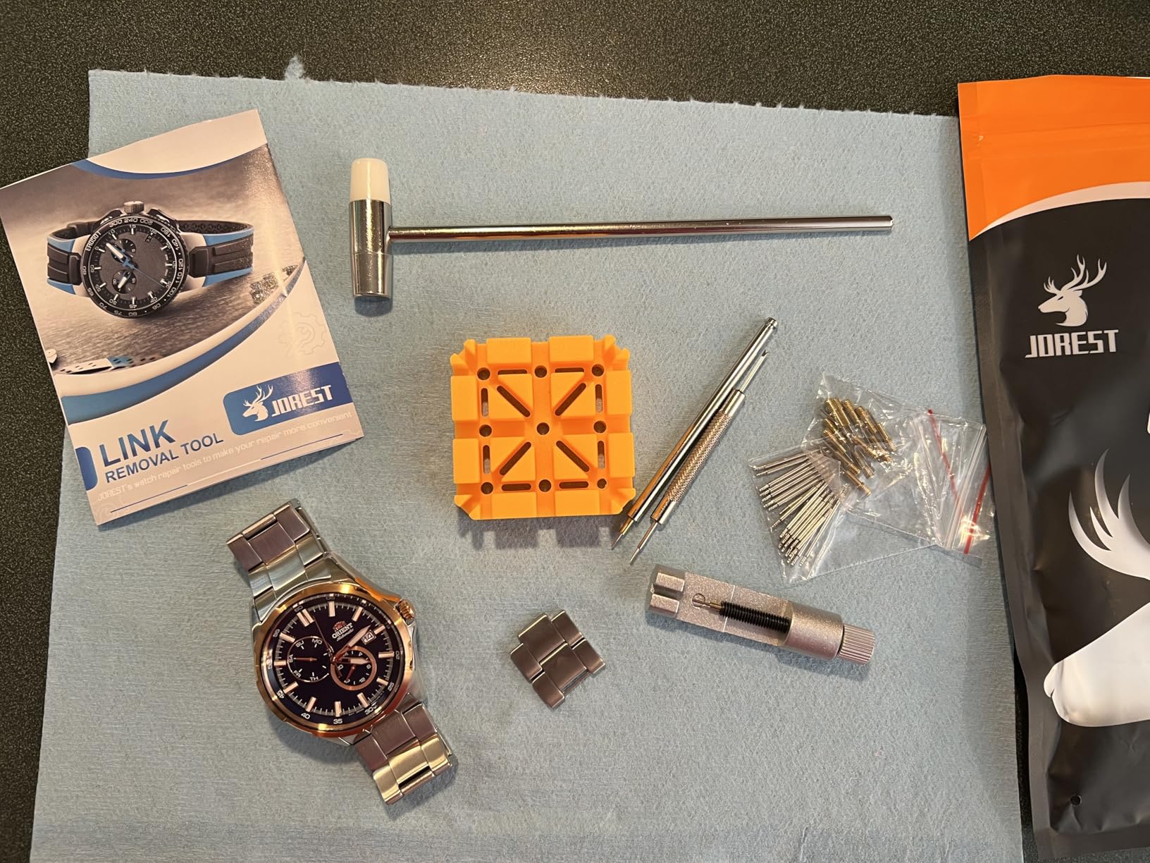 JOREST Watch Link Removal Tool, Watch Band Tool Kit, Repair Kit for Watch Bracelet Adjustment and Replacement and Resizing, With User Manual, Watch Link Remover, 20PCS Spring Bars, 13PCS Spare Needle customer photo 2