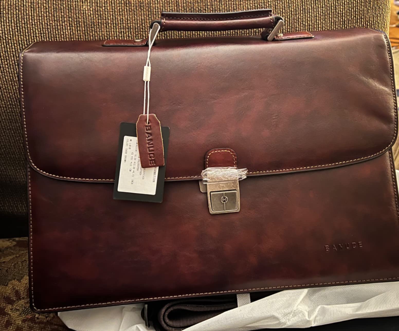 Banuce Vintage Full Grain Italian Leather Briefcase for Men 15.6 Inch Lawyer Briefcase with Lock Legal Attorney Bag customer photo 1