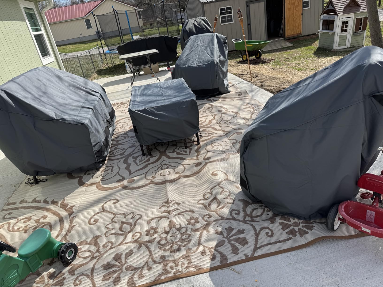 loriano Patio Furniture Cover Set, 4 Piece Outdoor Furniture Cover Waterproof, 600D Heavy Duty Lawn Patio Set Covers customer photo 1