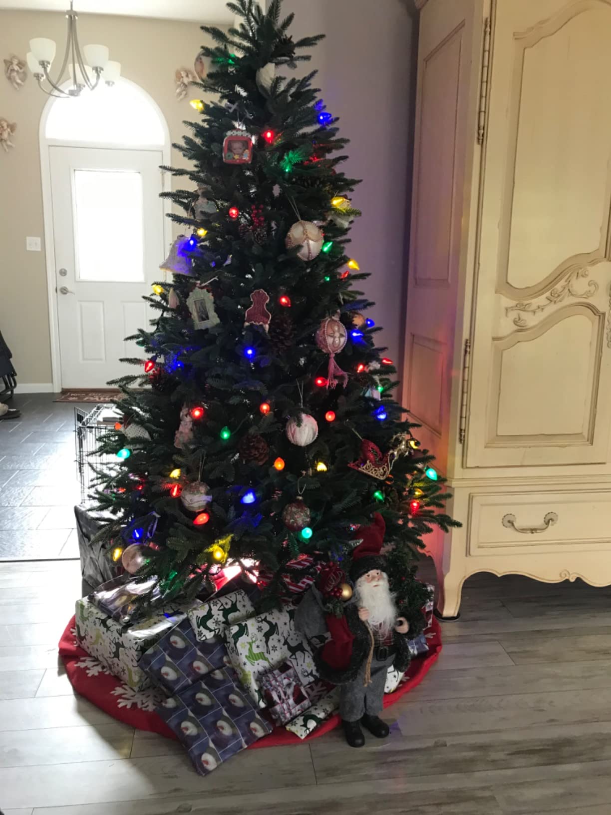 European Silver Fir - Elegant Artificial Christmas Tree with True Needle Foliage Available Unlit or with LED Clear Lights, LED Clear, 7' customer photo 2