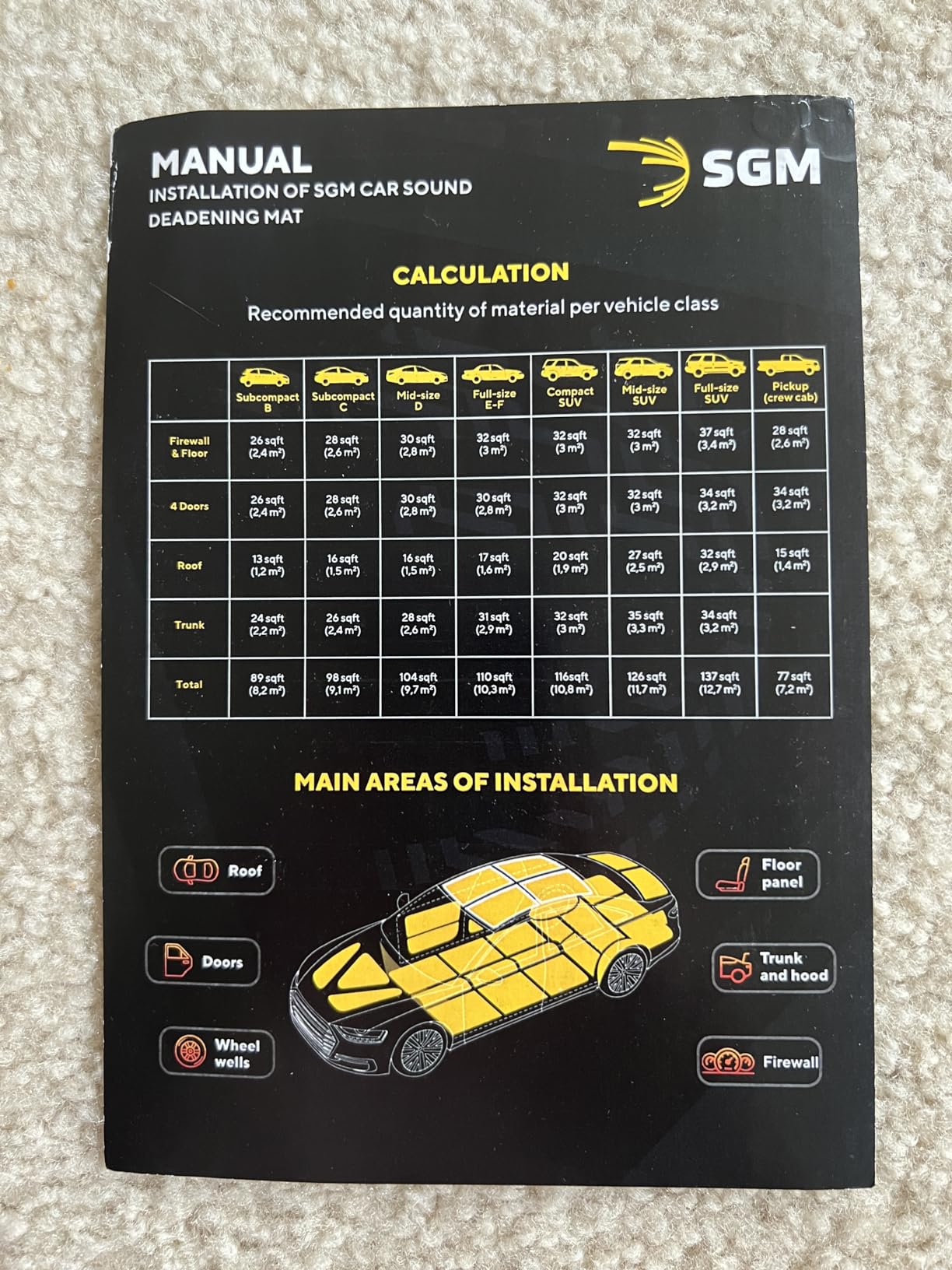 SGM Black Premium Car Sound Deadening Mat 80 mil (2mm) 36 sqft (3.4 sqm), Automotive Sound Deadener, Self Adhesive Butyl Car Sound Deadening Material, Audio Noise Insulation and Dampening Sheets customer photo 2