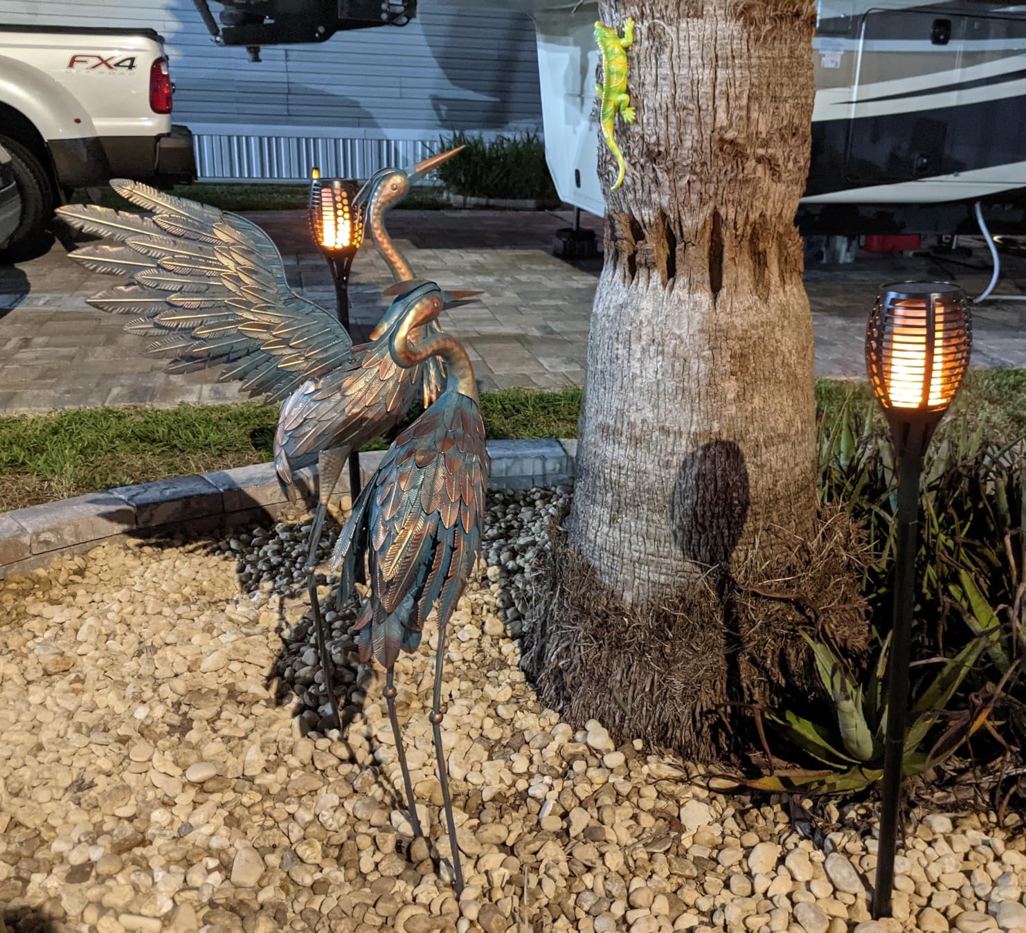 Crane Statues for Garden Decor, Metal Crane Yard Art Statues, Standing Heron Garden Sculptures & Statues for Outdoor Decorations, 38-42 Inch Set of 2, Copper customer photo 1