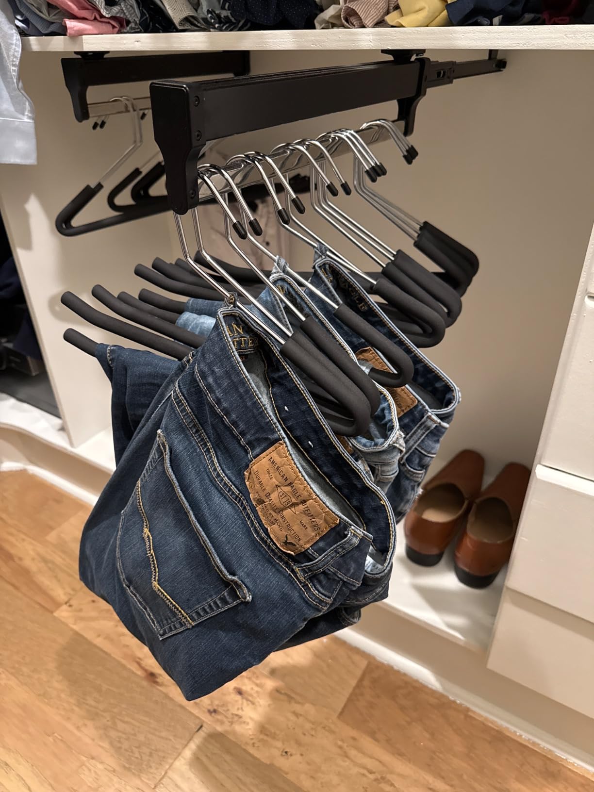 Valet Rod for Closet Pull Out, Adjustable Heavy Duty Steel Clothes Storage Hanger Rack Bar for Pants Coats (292mm/11.5inch) customer photo 1