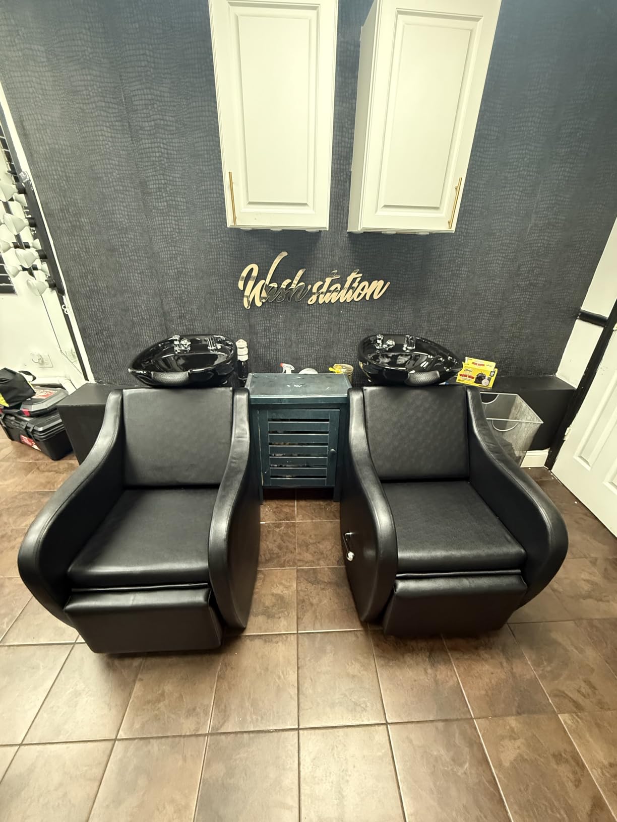 OmySalon Backwash Shampoo Unit for Salon, Hair Washing Station with Ceramic Bowl Adjustable Footrest customer photo 2