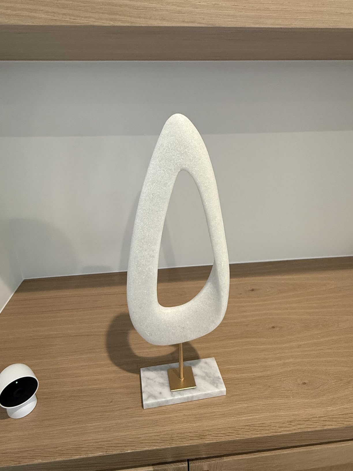Deco 79 Polystone Abstract Decorative Sculpture Cut-Out Home Decor Statue with Marble Stand, Accent Figurine 12