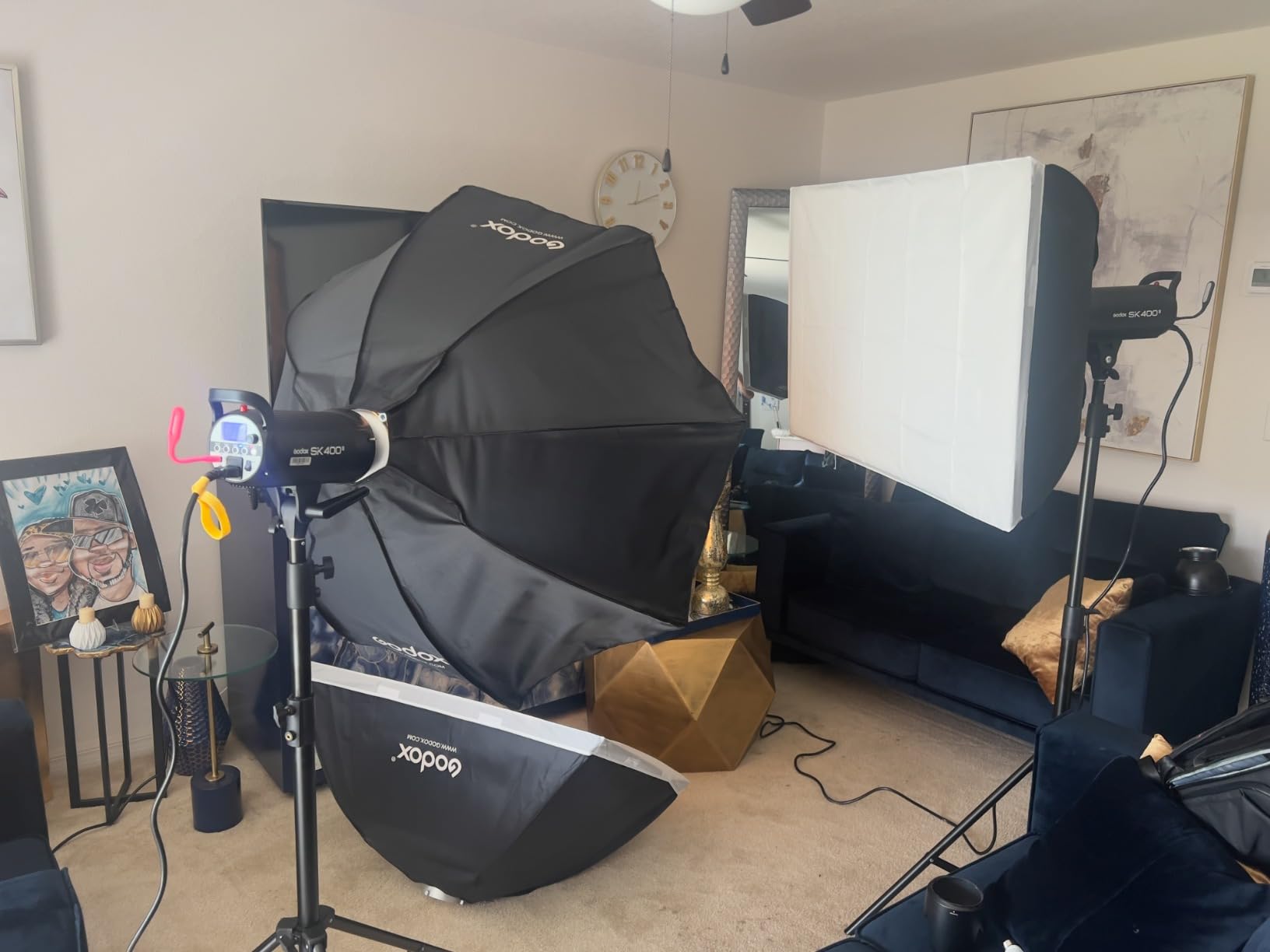 Godox 3 Pack SK400II 1200W Studio Strobe Flash Kit, 400W Bowens Mount Monolight, 24